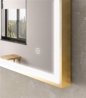 Castelli 1200x700mm LED Framed Bathroom Mirror - Brushed Brass