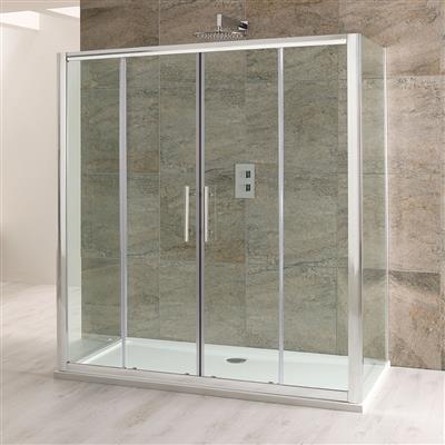 Volente 6mm Easy Clean 1850mm x 1400mm Double Sliding Shower Door - Chrome