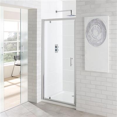 Vantage 6mm Easy Clean 1850mm x 700mm Pivot Shower Door - Chrome