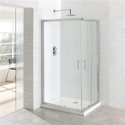 Vantage 6mm Easy Clean 1000mm x 760mm Offset Corner Entry Shower Enclosure - Chrome