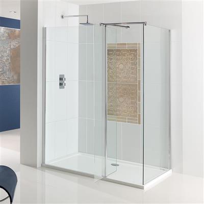 Vantage 8mm Easy Clean 1950mm x 900mm Walk-In Side Shower Panel - Chrome