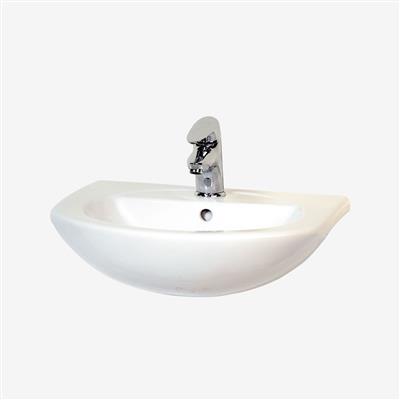 Loire 50cm x 41cm 1 Tap Hole Ceramic Semi Recessed Basin - White