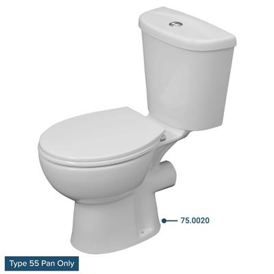 Type 55 Close Coupled WC Pan - White