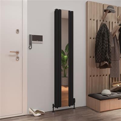 Tunstall Double Mirror 1800 x 380 Radiator Matt Black