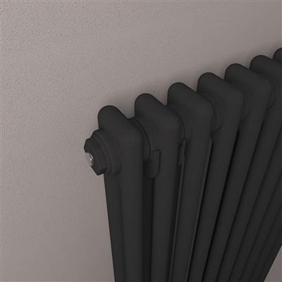 Rivassa 2 Column Radiator 600 x 428mm Matt Black