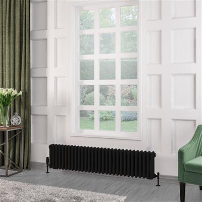 Rivassa 3 Column Radiator 300 x 1373mm Matt Black