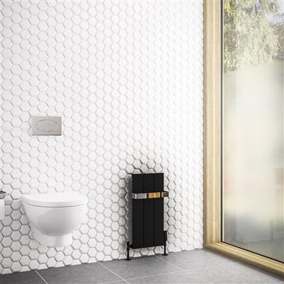 Rosano 600 x 280 Aluminium Radiator Matt Black