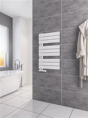 Helmsley 800 x 500 Towel Rail Matt White