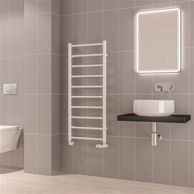 Tuscan Round 1200 x 500 Towel Rail Gloss White