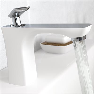 Helston Basin Mono Tap with Waste Matt Smooth White