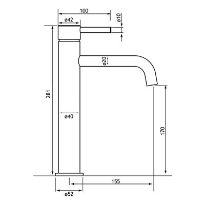 Meriden Extended Basin Mono Tap with Waste Matt Black