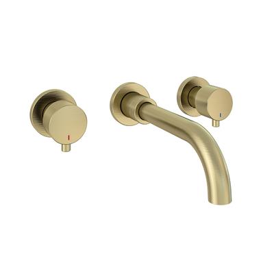 Meriden 3 Tap Hole Wall Mounted Basin Tap Set Brushed Brass