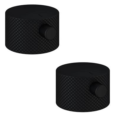 (Pair) Meriden Full Knurling Tap Handles for Wall Mounted 3 Tap Hole Basin / Bath Mixer Taps Matt Black