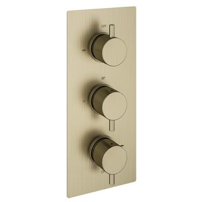 Meriden Triple Thermostatic Concealed Shower Valve - Brushed Brass