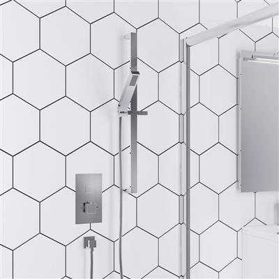 Shower Bundle with Concealed Valve & Rectangular Slider Rail Shower Kit - Chrome