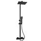 Modern Adjustable Height (850-1200mm) Square Thermostatic Shower Pole - Matt Black