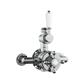 Exposed Traditional Twin Thermostatic Shower Valve with Ball Handles - White & Chrome