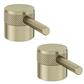 (Pair) Meriden Half Knurling Tap Handles for 2 Tap Hole Bath Filler and Bath Shower Mixer Taps Brushed Brass